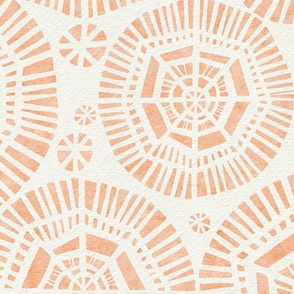 peach fuzz boho mandala large - pantone color of the year 2024 on light cream - rustic mandala wallpaper