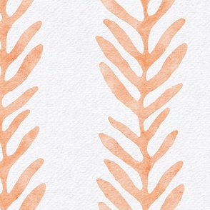 peach fuzz botanical stripe - pantone color of the year 2024 - cozy watercolor leaf wallpaper