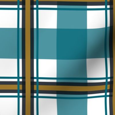 Small Plaid Black, Teal, White, Gold