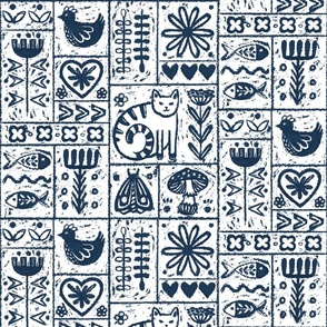 Block print Scandinavian Folk style pattern