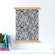 Art nouveau Botanical Block print | Black & white