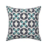  geometric floral - black turquoise gold white