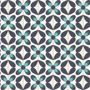  geometric floral - black turquoise gold white