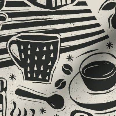 Cafecore Block Print - black and white ©designsbyroochita