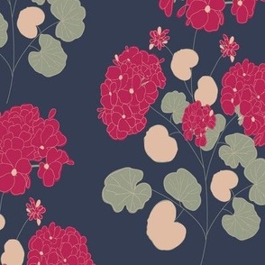 Majestic geranium//hand block print style//medium scale//wallpaper// home decor//fabric