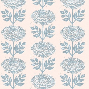 Block Print Peonies {Wildwood Blue} large