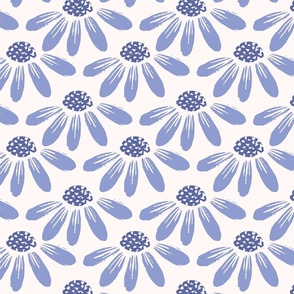 Block Print Daisy Floral in Muted Blue