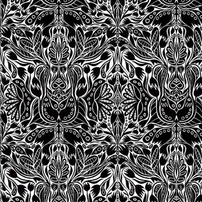 Folk Art Floral in Black and White
