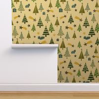 Block print inspired Christmas trees