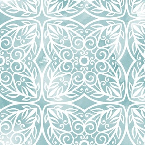 Block Print - dusty mint green blue