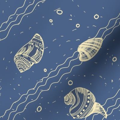  Shells and Ocean on Navy Blue 