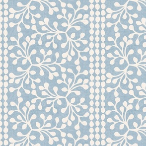 Block Print Branch Stripe, sky blue (Xlarge)