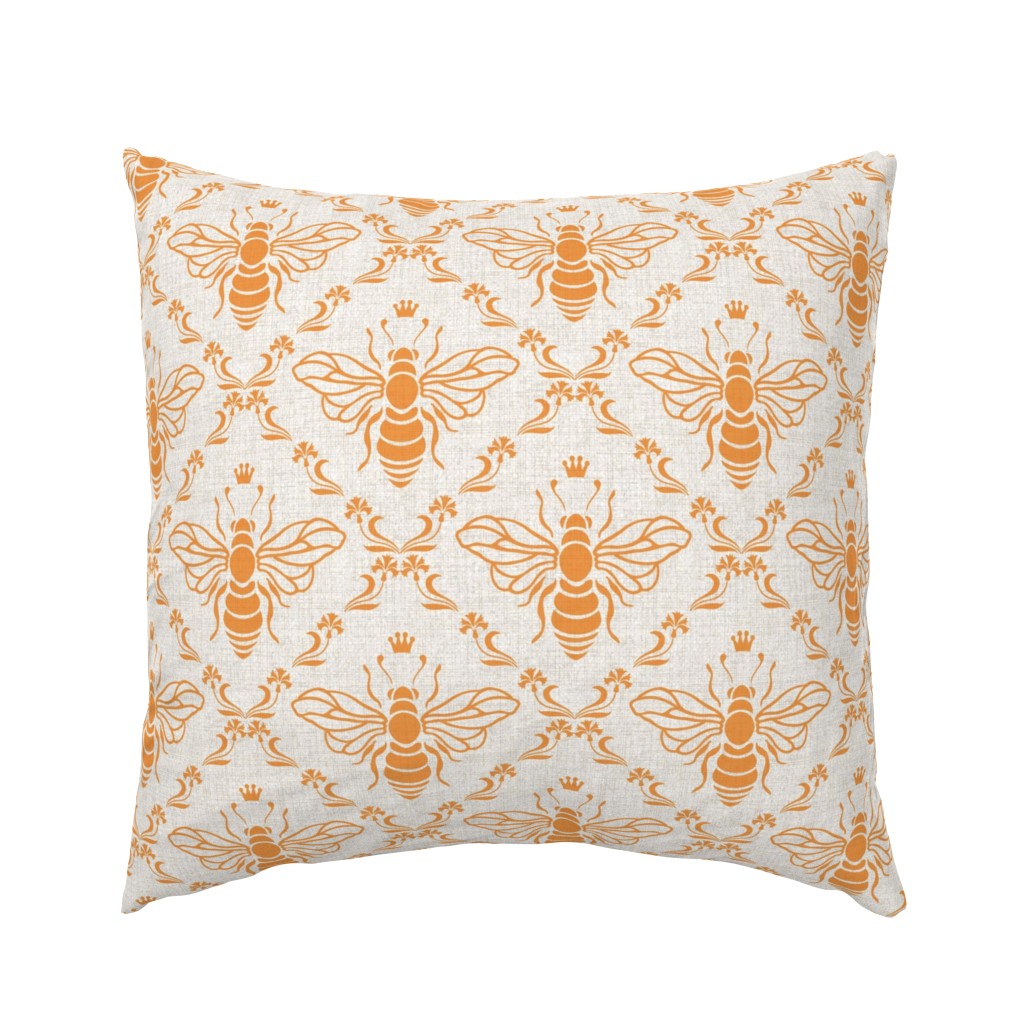 LET IT BEE RETRO ORANGE ECRU LINEN TEXTURE