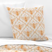 LET IT BEE RETRO ORANGE ECRU LINEN TEXTURE