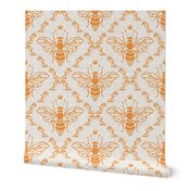 LET IT BEE RETRO ORANGE ECRU LINEN TEXTURE