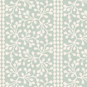 Block Print Branch Stripe, pale green (Xlarge)