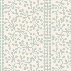 Block Print Branch Stripe, ivory pale green (Xlarge)