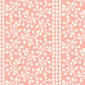 Block Print Branch Stripe, pink peach (Xlarge)