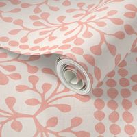 Block Print Branch Stripe, ivory pink peach (Xlarge)