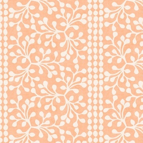 Block Print Branch Stripe, peach fuzz (Xlarge)