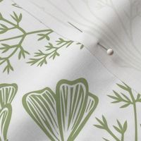 Springtime Blockprint California Poppies - Green Large