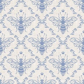 LET IT BEE FRENCH BLUE ECRU LINEN CANVAS 