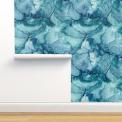 Abstract alcohol ink liquid luxury teal contemporary pattern