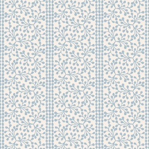 Block Print Branch Stripe, ivory sky blue (Medium)
