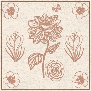 Folksy Floral Woodcuts