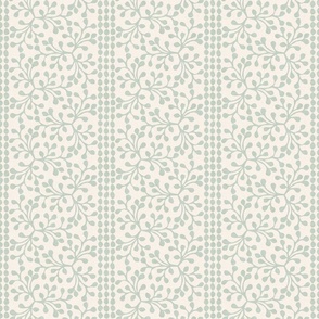 Block Print Branch Stripe, ivory pale green (Medium)