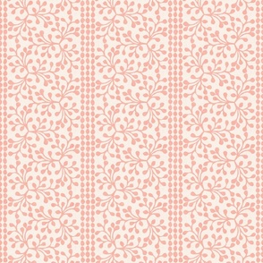 Block Print Branch Stripe, ivory pink peach (Medium)