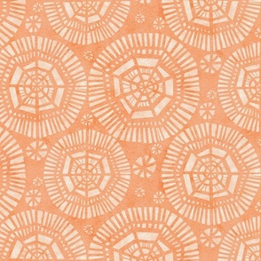 peach fuzz boho mandala - pantone color of the year 2024 - rustic mandala wallpaper