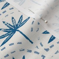 Palm trees in shades of blue: Simple hand block print
