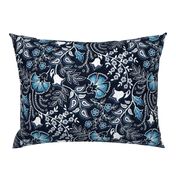 Navy bue block print floral