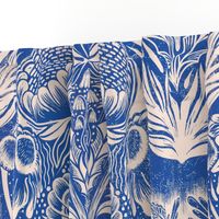 Block Print Wildflowers Ogee Pattern - Bright Blue
