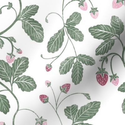 Block print style strawberries