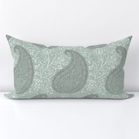 Block print Paisley - extra large - sagebrush and pewter gray 