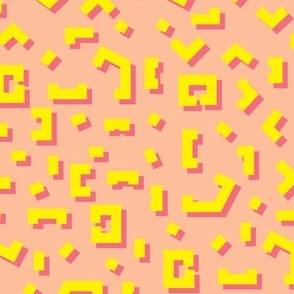 Pixelated Modern Animal Print in Neon Yellow and Peach Fuzz