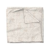 Block print floral neutral beige on white