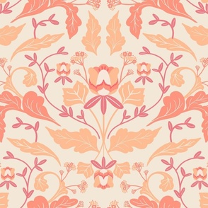 Victorian Mirrored Tulip Flowers Pantone Peach Fuzz