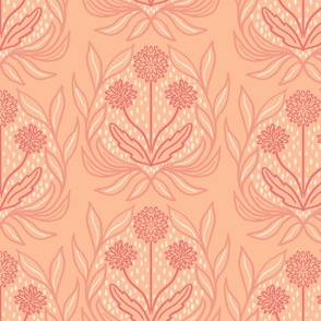 Sunburst Dahlia // Peach coral and cream florals for home decor, bedroom, curtains and wallpaper