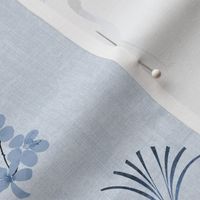 cranes and pearls blue damask