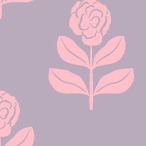 Camellia Flower in Pink and Purple  | Medium Version | Chinoiserie Style Pattern at an Asian Teahouse Garden
