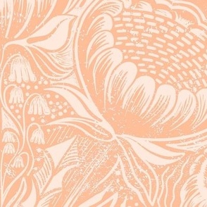 Block Print Wildflowers Ogee Pattern - Peach Fuzz