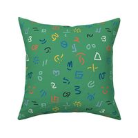 Green gender neutral abstract signs design, perfect for modern kids clothing and more.