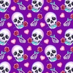Skull and Roses on Purple