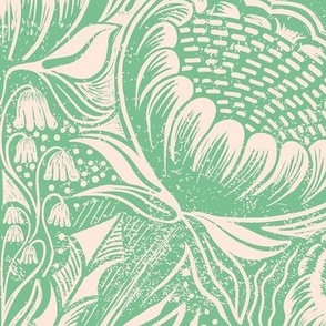 Block Print Wildflowers Ogee Pattern - Sweet Green