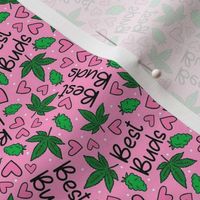 Small Scale Best Buds Marijuana Cannabis Leaves and and Hearts in Pink