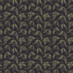 Dancing Palm Fronds - green on blue - S small scale - Pantone Flavorful Honey Beach Banana dark moody botanical tropical leaves Welcoming Walls