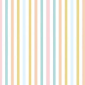Stripe pink, peach, teal, yellow, blue